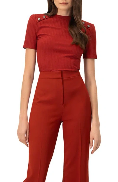 Ivonne Puffed Shoulder Chedrón Top In Orange