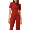 Ivonne Puffed Shoulder Chedrón Top In Red