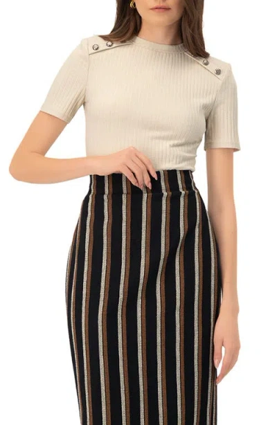 Ivonne Puffed Shoulder Natural Top In White