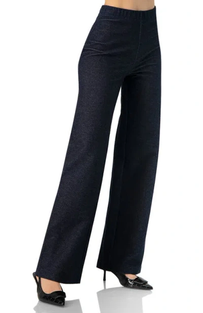 Ivonne Ribbed Wide-leg Pants In Black