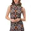 Ivonne Ruched Side High Neck Sleeveless Blouse In Brown