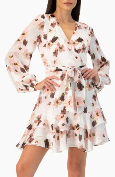 Ivonne Ruffled Skirt Short Floral Print Dress In Multi