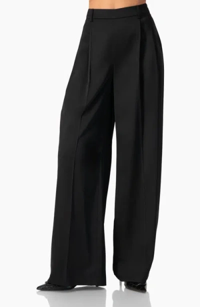Ivonne Satin Wide Leg Tailored Pants In Black