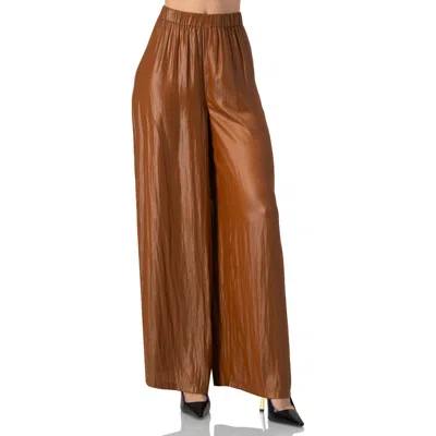 Ivonne Satin Wide-leg Trousers In Brown