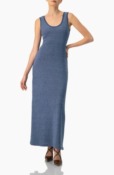 Ivonne Scoop Neck Long  Dress In Blue