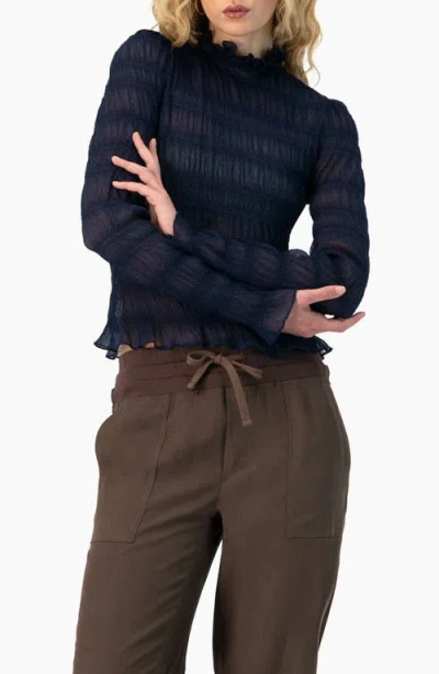 Ivonne See-through Long Sleeve High Neck Blouse In Multi