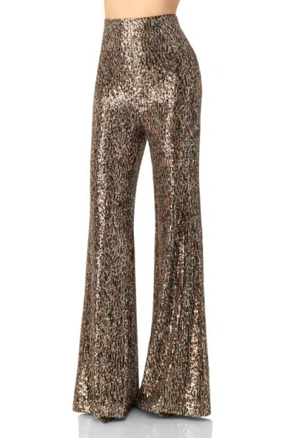 Ivonne Sequin Flared Trousers In Metallic