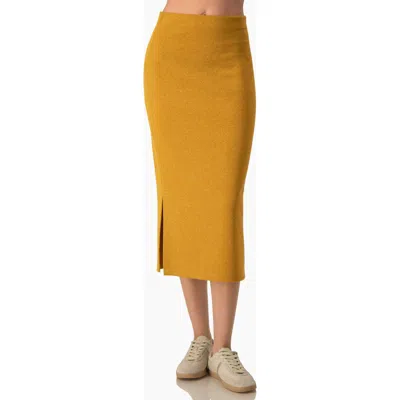 Ivonne Shimmer Knit High-rise Fitted Midi Skirt In Orange