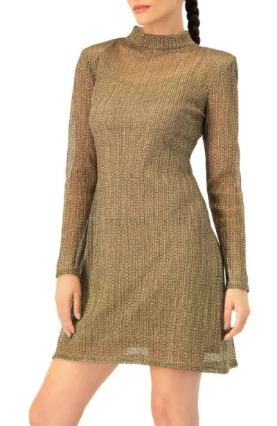 Ivonne Short A-line Dress With Long Sleeves In Brown