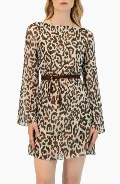 Ivonne Short Animal Print Dress With Waist Tie