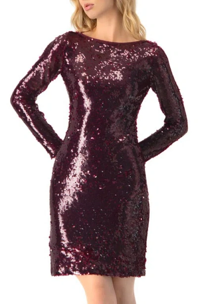 Ivonne Short Sequin Dress In Burgundy