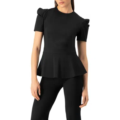 Ivonne Short Sleeve Peplum Blouse In Black