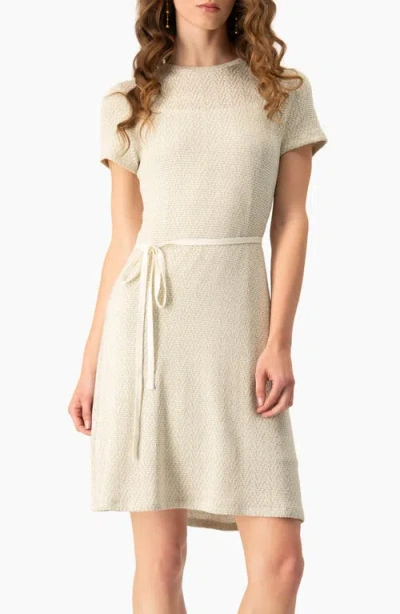 Ivonne Short Sleeve Textured Knit A-line Dress In White