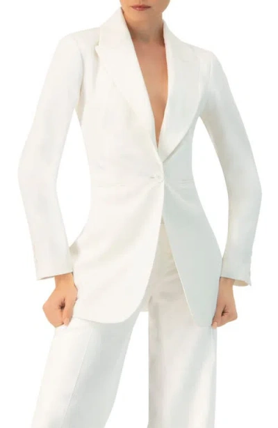Ivonne Single Button Cotton Blazer In White