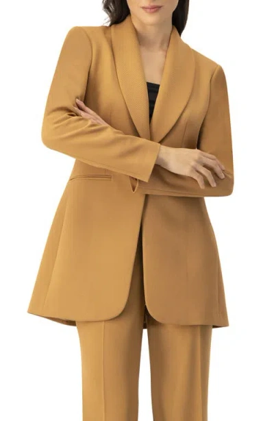 Ivonne Single-button Shawl Lapel Blazer In Brown