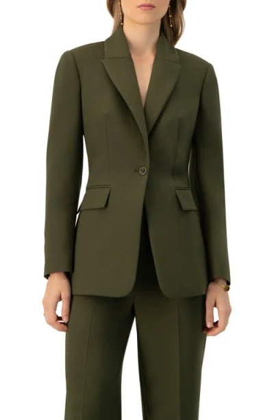 Ivonne Single-breasted Blazer With Front Flap Pockets In Green