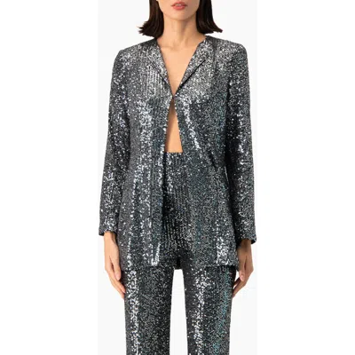 Ivonne Single-clasp Sequin Evening Blazer In Metallic
