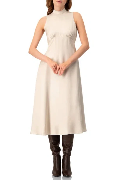 Ivonne Sleeveless High Neck Midi Dress In White