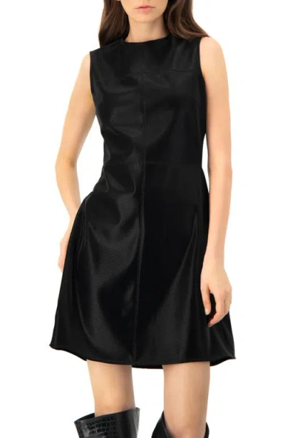 Ivonne Sleeveless High Shine A-line Dress In Black