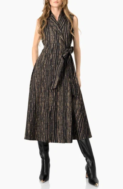 Ivonne Sleeveless Long Wrap Dress In Black