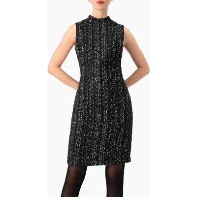 Ivonne Sleeveless Metallic Fleck Knit Sheath Dress In Black