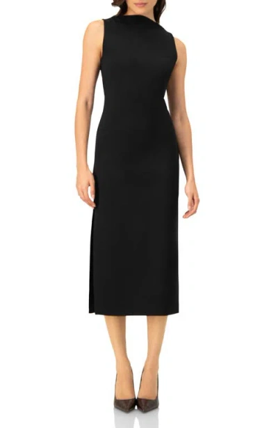 Ivonne Sleeveless Midi Dress With Side Slit In Black