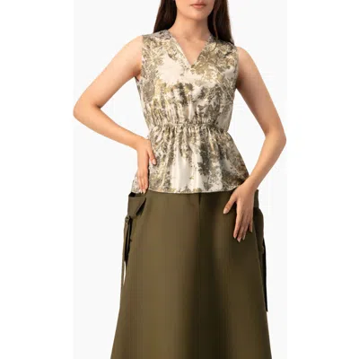 Ivonne Sleeveless Peplum Blouse In Brown