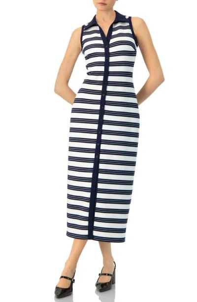 Ivonne Sleeveless Striped Long Dress In Blue