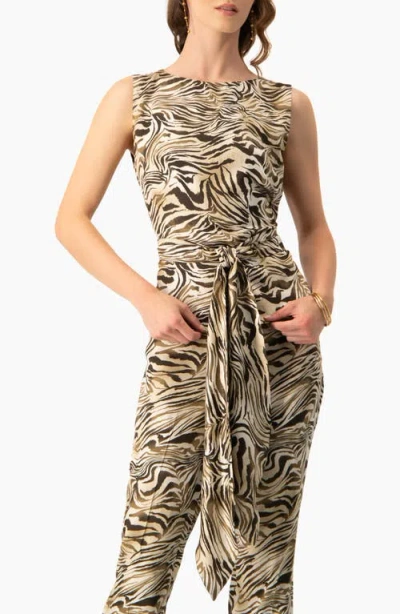 Ivonne Sleeveless Tie-waist Blouse In Multi
