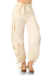 Ivonne Solid Cargo Pants With Straps In Neutral