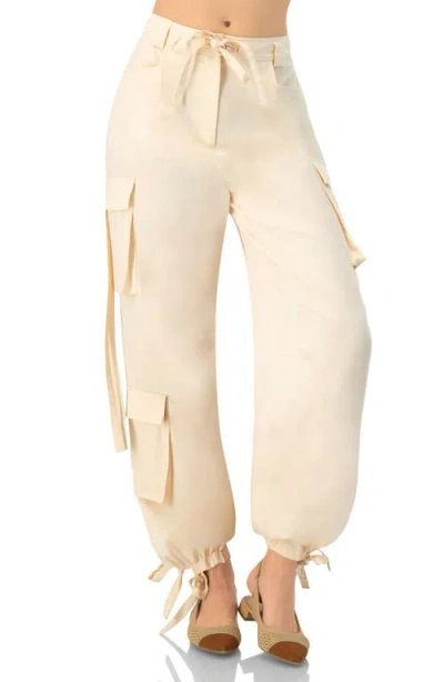 Ivonne Solid Cargo Pants With Straps In Neutral