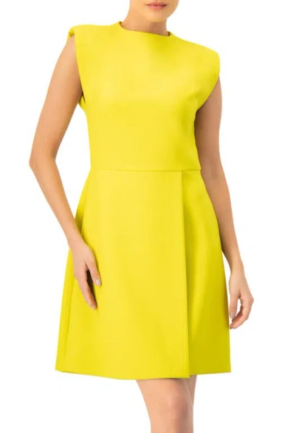 Ivonne Solid Tailored A-line Sleeveless Short Dress In Yellow