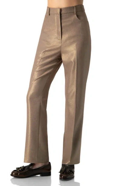 Ivonne Sparkling Straight-leg Pants With Pockets In Brown