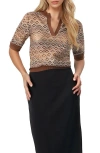 Ivonne Straight Knit Blouse With V-neck In Brown