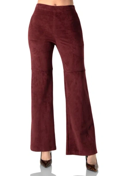 Ivonne Straight-leg  Faux-suede Pants In Burgundy