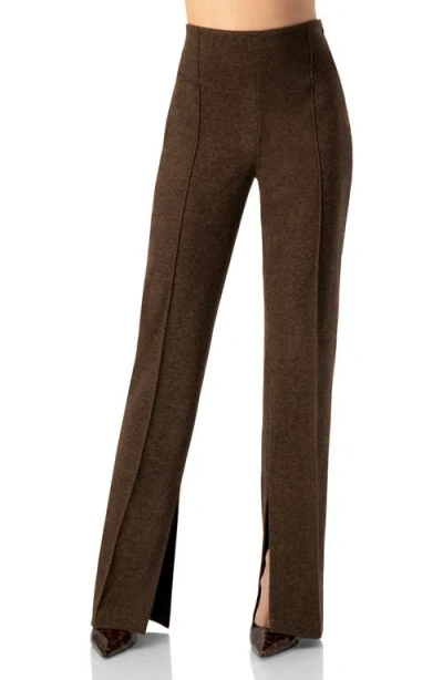 Ivonne Straight-leg Trousers With Side Slits In Brown