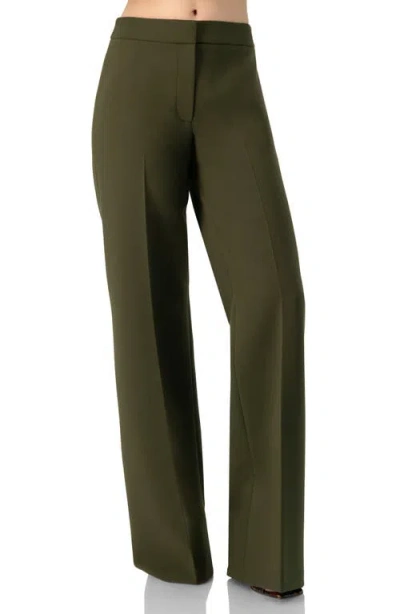 Ivonne Straight Solid Gabardine Trousers In Green
