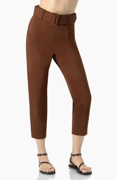 Ivonne Straight-leg Gabardine Pants With Belt In Brown