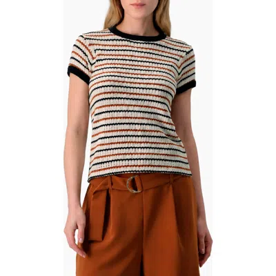 Ivonne Striped Knit Crewneck Blouse In Ivory