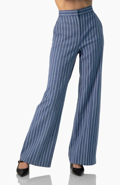 Ivonne Striped Wide-leg Pants In Blue