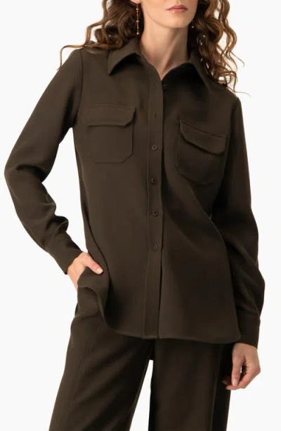 Ivonne Structured Military Inspired Shirt Jacket In Brown