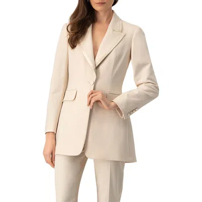 Ivonne Tailored Blazer With Satin Lapel In White