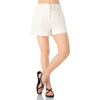 Ivonne Tailored Cotton Single-button Shorts In White