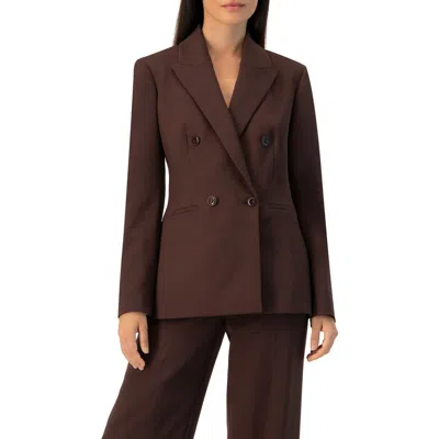 Ivonne Tailored Double Breasted Blazer In Brown