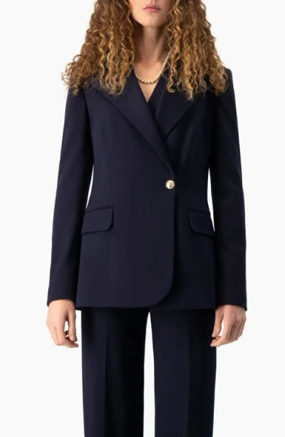 Ivonne Tailored Single-breasted Blazer In Navy Blue