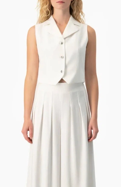 Ivonne Tailored Sleeveless Crop Blazer Vest In White