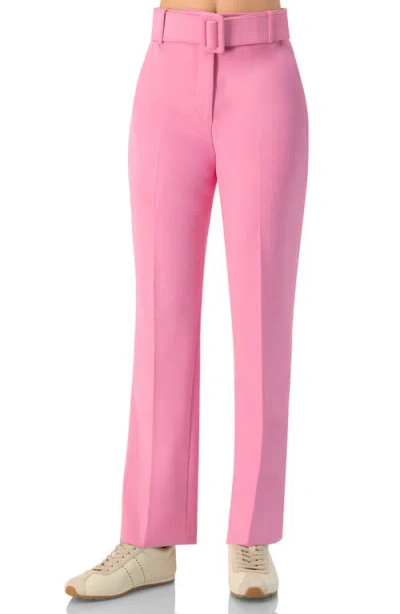 Ivonne Tailored Straight-leg Pants With Belt In Pink
