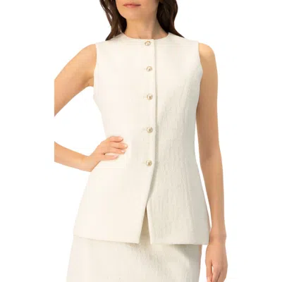 Ivonne Tailored Vest With Front Buttons In White