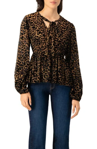 Ivonne V-neck Animal Print Blouse With Velvet Flock
