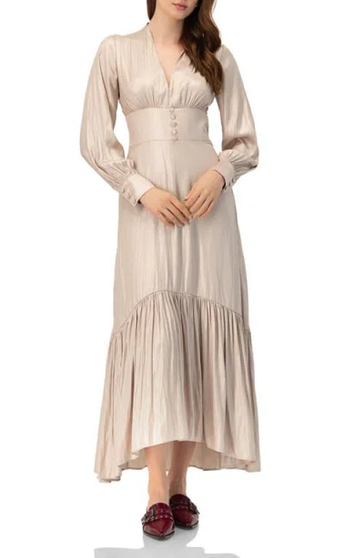 Ivonne V-neck Long Sleeve Maxi Dress In Neutral